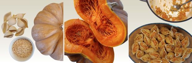 Pasta Lover: gli ingredienti per i Conchiglioni ripieni al ragù (vegano) di zucca... [banner]