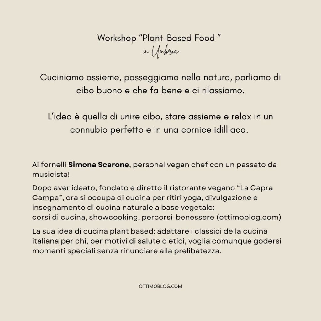 Workshop della Chef Simona Scarone di cucina plant-based e fermentati | 15 novembre 2025 Campo al vento Countryfarm | Descrizione